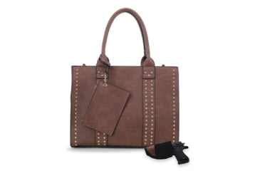 Image of Jessie &amp; James Kate Concealed Carry Lock and Key Satchel with Coin Pouch CCW Handbag, Brown, AMC4032L BR