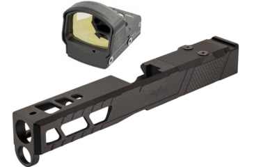 Image of Leupold DeltaPoint Pro 6 MOA Dot Red Dot Sight, Matte Black and TRYBE Defense Pistol Slide, Glock 17, Gen 5, DeltaPoint Pro Cut, Version 2, Black Cerakote