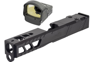 Image of Leupold DeltaPoint Pro 6 MOA Dot Red Dot Sight, Matte Black and TRYBE Defense Pistol Slide, Glock 19, Gen 3, DeltaPoint Pro Cut, Version 2, Black Cerakote