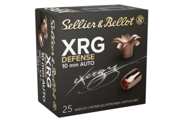 Image of Sellier &amp; Bellot XRGDefense 10mm Auto 130 Grain Jacketed Hollow Point Brass Cased Pistol Ammo, 25 Rounds, SB10XA