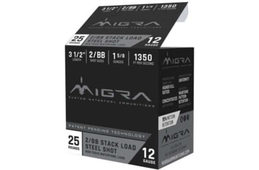 Image of Migra Combinational 12 Gauge 1 5/8 oz 3.5in Centerfire Shotgun Ammo, 25 Rounds, M-12LS2-BB