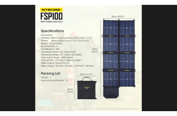 Image of Nitecore FSP100 100 Foldable Solar Panel, Black, 6952506493821