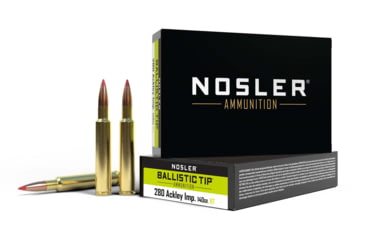 Image of Nosler .280 Remington Ackley Improved 140 Grain Ballistic Tip Brass Cased Centerfire Rifle Ammo, 20 Rounds, 43504