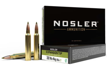 Image of Nosler .300 Winchester Magnum 180 Grain E-Tip Lead-Free Brass Cased Centerfire Rifle Ammo, 20 Rounds, 40038