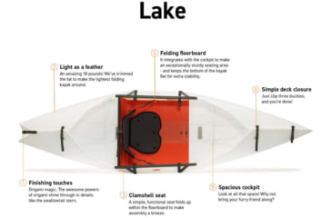 Image of Oru Kayak Lake Sit In Kayak, White, OKY601-ORA-LK