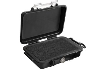 Image of Pelican 1020 Micro Watertight Dry Box, 6.37x4.75x2.12in, Solid Black w/Carabiner Loop, 1020-025-110