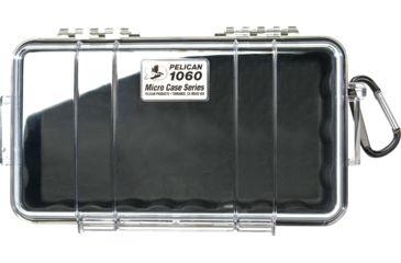 Image of Pelican 1060 Micro Water/Crushproof Dry Box, 9.37x5.56x2.62in - Clear Black w/Carabiner