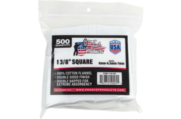 Image of Pro-Shot Cotton Flannel Patches 6-7 mm 13/8 in Square Patch Gun Cleaning Kit, White, 500 Ct 13/8-500