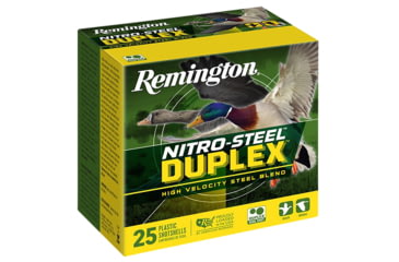 Image of Remington Nitro Steel Duplex 12 Gauge 2x4 3in Shotgun Ammo, 1.25oz, Steel 1450 FPS, 25 Rounds, R20321-25RD