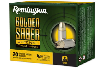 Image of Remington Golden Saber Defense Compact .40 SandW 180 Grain Jacket Hollow Point Brass Cased Pistol Ammo, 20 Rounds, 27618