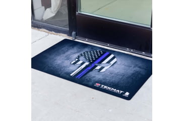 Image of TekMat Punisher Blueline Door Mat, TEK-42-BLUELINE