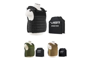 Image of Vism 2964 Series Quick Release Plate Carrier w/ Two Ballistic Plates, Black, Green, Tan