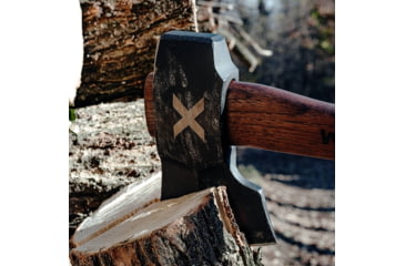 Image of WOOX FORTE Axe w/Sheath, 4.25in, Blue Polished Carbon Steel Blade, Black Hickory, 3VX-A2-BUAXE0032