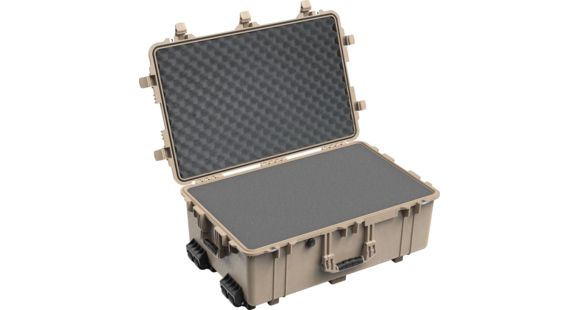 Image of Pelican 1650 Large Crushproof Wheeled Dry Case, 30.75x20.5x11.6in, Desert Tan, w/ Foam, 1650-020-190