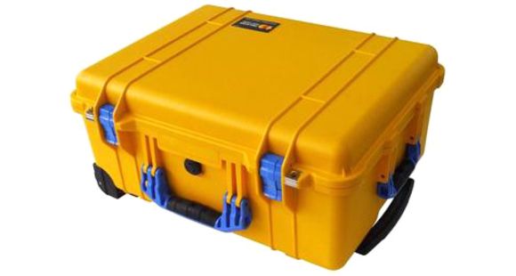 Image of Pelican 1654 Large Crushproof Wheeled Dry Case, 30.75x20.5x11.6in, Yellow w/ Liner &amp; Padded Dividers 1650-024-240