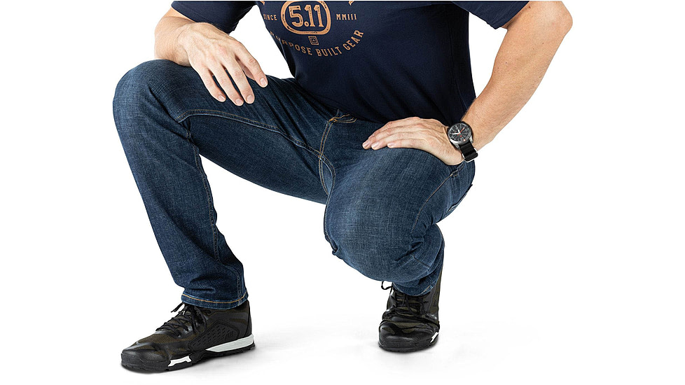 5.11 Tactical Defender Flex Slim Jeans - Mens, W38, L36, Stone Wash Indigo, 74465-648-38-36