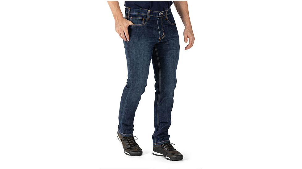 5.11 Tactical Defender Flex Slim Jeans - Mens, W38, L36, Stone Wash Indigo, 74465-648-38-36