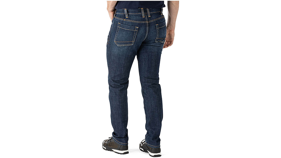 5.11 Tactical Defender Flex Slim Jeans - Mens, W38, L36, Stone Wash Indigo, 74465-648-38-36