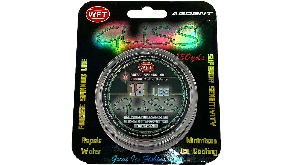 Ardent Gliss Ice Polyethylene Fishing Line, 18lb, 150yd Spool, Green, GL18G-150-ICE