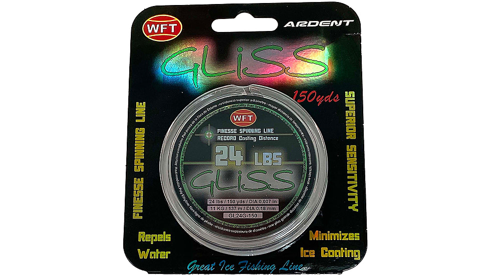 Ardent Gliss Ice Polyethylene Fishing Line, 24lb, 150yd Spool, Green, GL24G-150-ICE