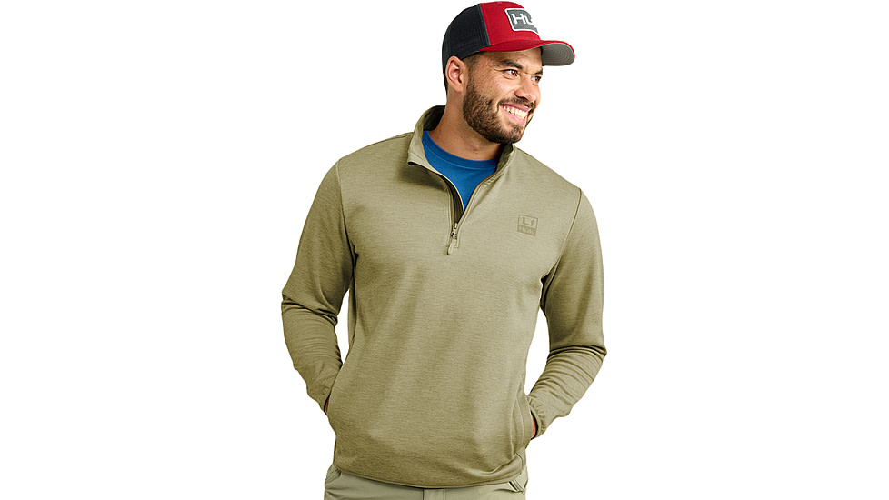 HUK Performance Fishing Cold Front 1/4 Zip Pullover - Mens, Overland Hthr, Large, H1300098-368-L