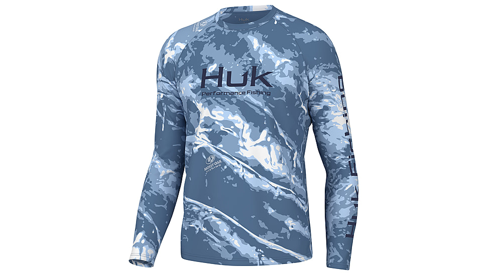 HUK Performance Fishing Mossy Oak Pursuit Crew - Mens, Moe Sw Spndrift, M, H1200610-945-M