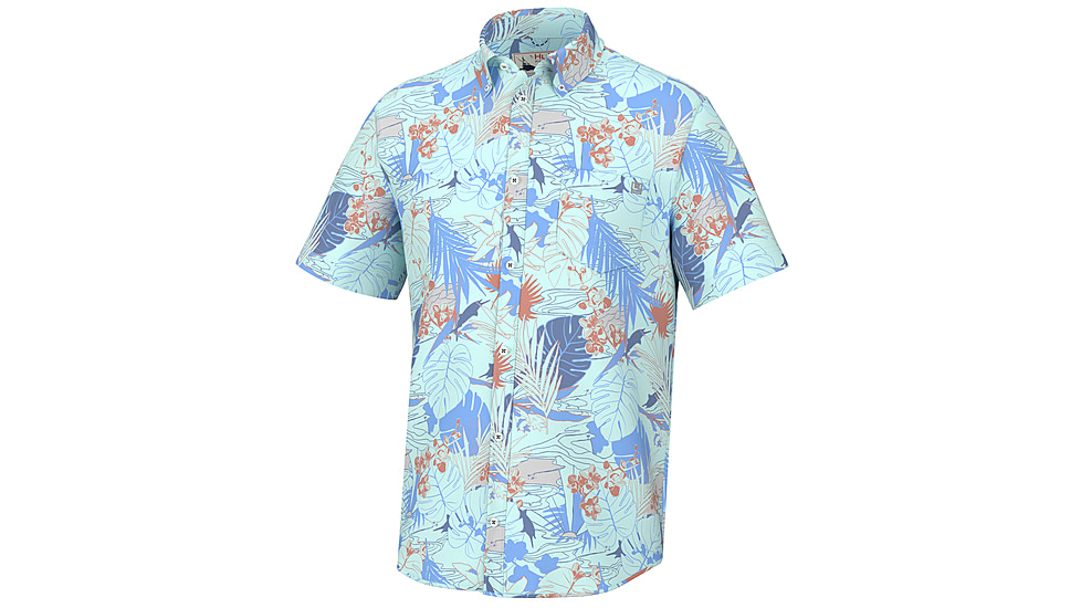 HUK Performance Fishing Radical Botanical Kona - Mens, Eggsheel Blue, 3XL, H1500195-494-XXXL