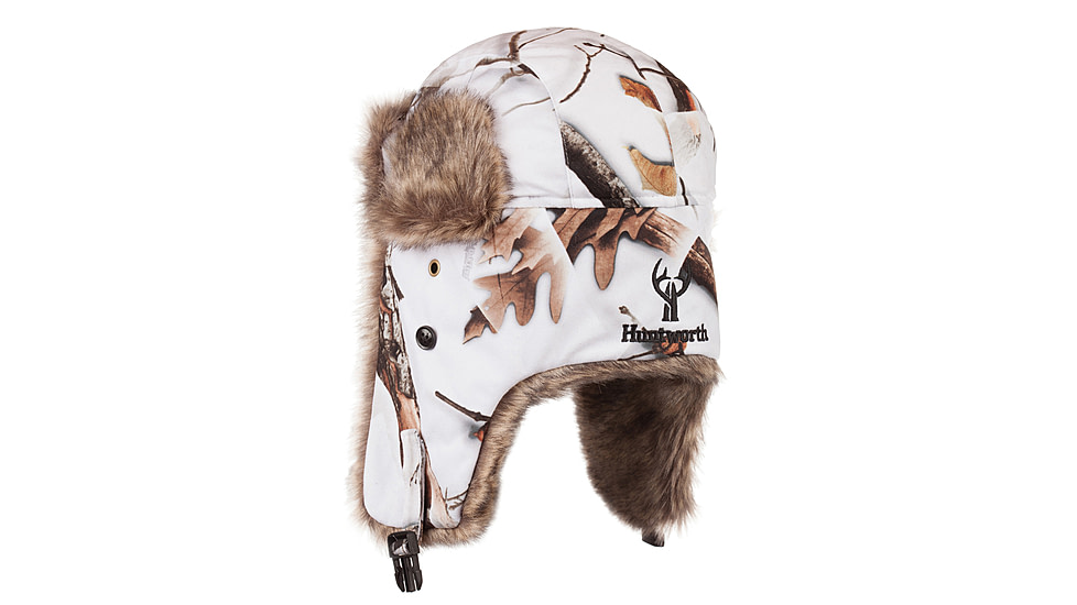 Huntworth Blackfoot Waterproof Thinsulate Insulated Faux Fur Camo Trapper Hat - Mens, Snow Camo, Medium, E-5536-20SCB-M