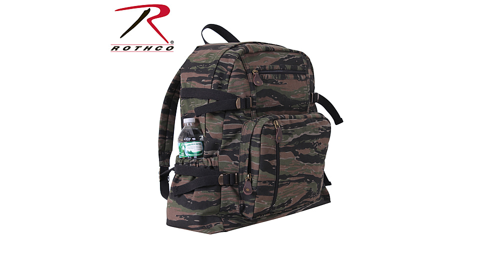 Rothco Jumbo Vintage Canvas Backpack, Tiger Stripe Camo, 9712-TigerStripeCamo