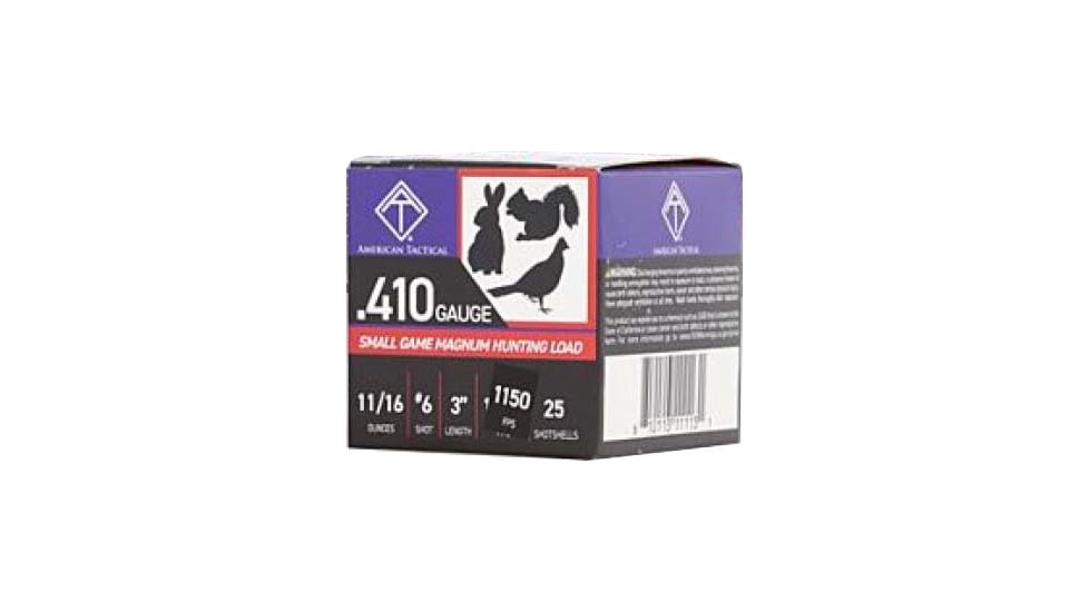 American Tactical Imports Hunting .410 Gauge 2 1/2 in 11/16 oz 6 Shot Shotgun Ammo, 25 Rounds, ATIAC41036