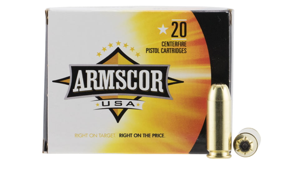 Armscor Precision Inc USA 10mm 180 Grain Jacketed Hollow Point Brass Cased Pistol Ammunition, 20 Rounds, FAC10-3N-20RD