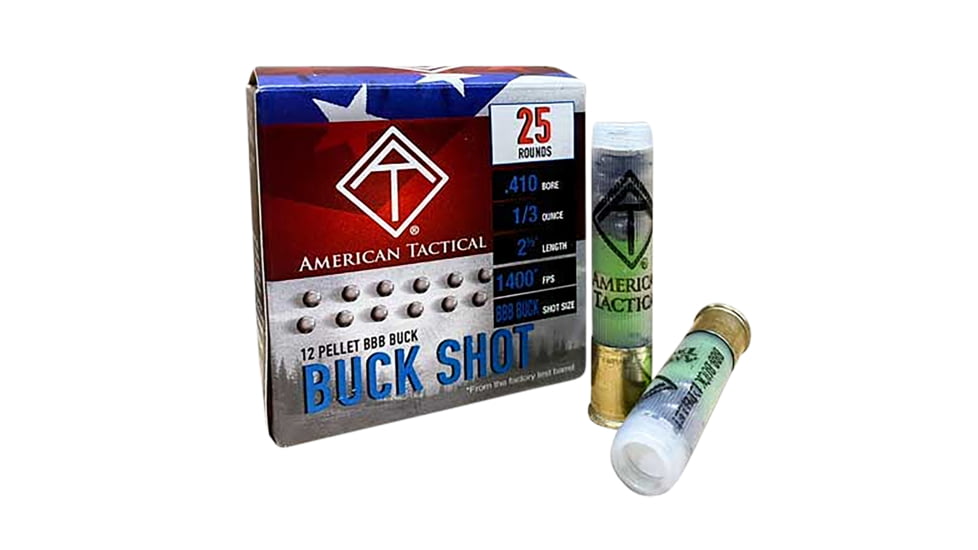 American Tactical Imports Shotshell, 410 Gauge, 12 Pellet, Shotgun Buckshot Ammo, 25 Rounds, ATIAC410BBB-25RD