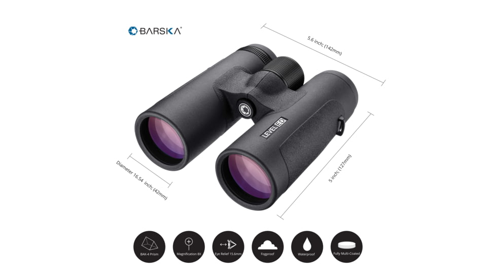 Barska 10x42mm WP Level ED Binoculars, Black, AB12992