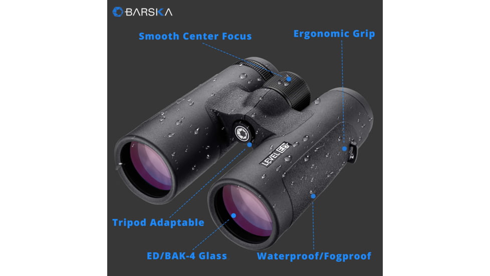 Barska 10x42mm WP Level ED Binoculars, Black, AB12992