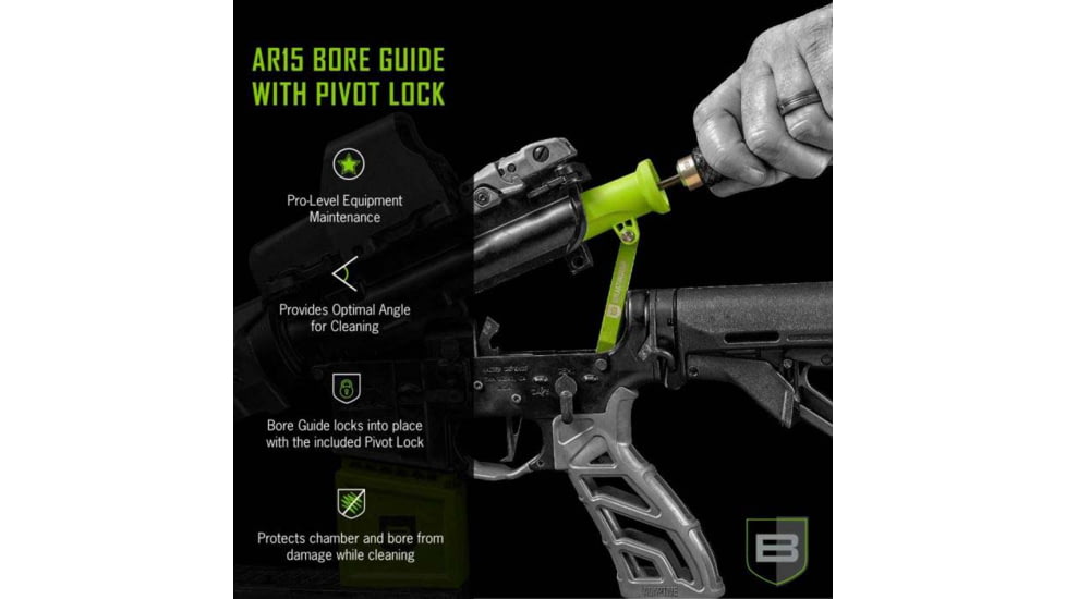 Breakthrough Clean Technologies AR15 Bore Guide w/ Pivot lock, Green, AR15, BT-AR15BG