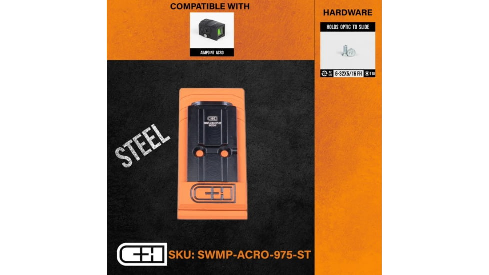 C&amp;H Precision Weapons S&amp;W M2.0 CORE Adapter Plate, Aimpoint ACRO, Black, SWMP-ACRO-975-ST