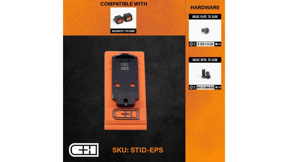 C&amp;H Precision Weapons Staccato Duo Adapter Plate, Holosun EPS/EPS Carry, Black, STID-EPS