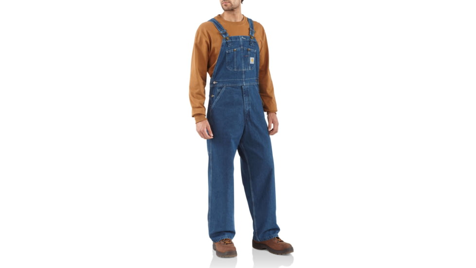 Carhartt Washed Denim Bib OveralLong Sleeve Unlined-Mens, Darkstone, 28-30, R07-DST-30-28