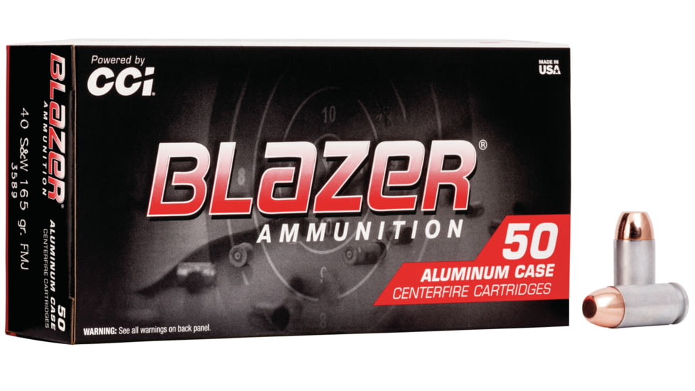 CCI Ammunition Blazer Aluminum .40 S&amp;W 165 grain Full Metal Jacket Centerfire Pistol Ammo, 50 Rounds, 3589