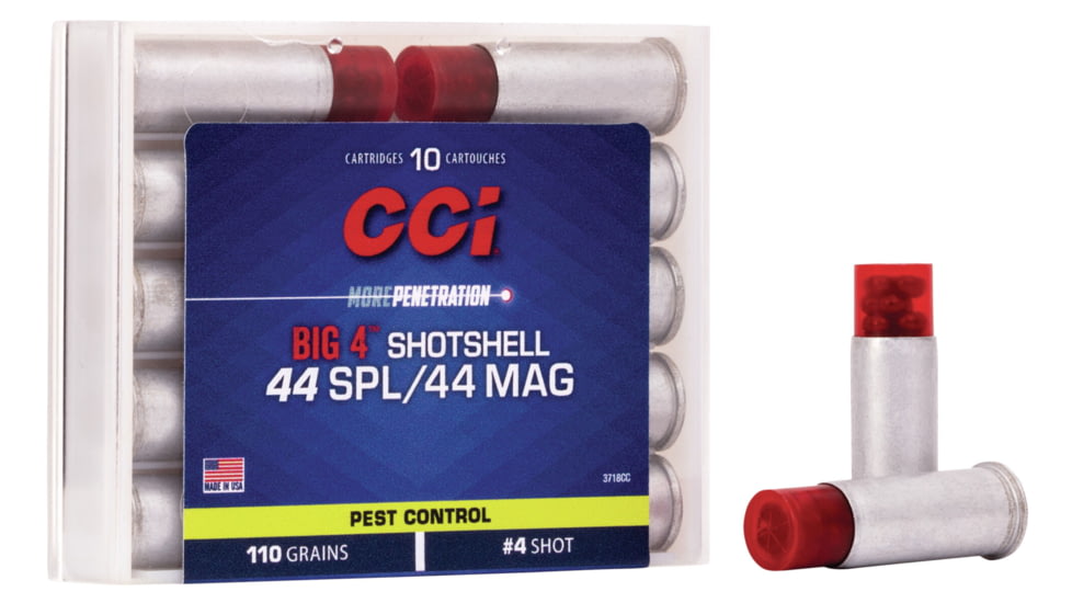 CCI Ammunition Pest Control Big 4 Shotshell .44 Special 110 grain Shotshell Centerfire Pistol Ammo, 10 Rounds, 3718CC