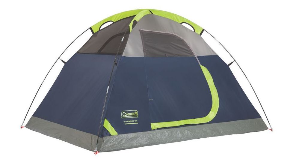 Coleman Sundome 2-Person Tent w/ Rainfly, Navy/Grey, 7x5ft, 2000036415