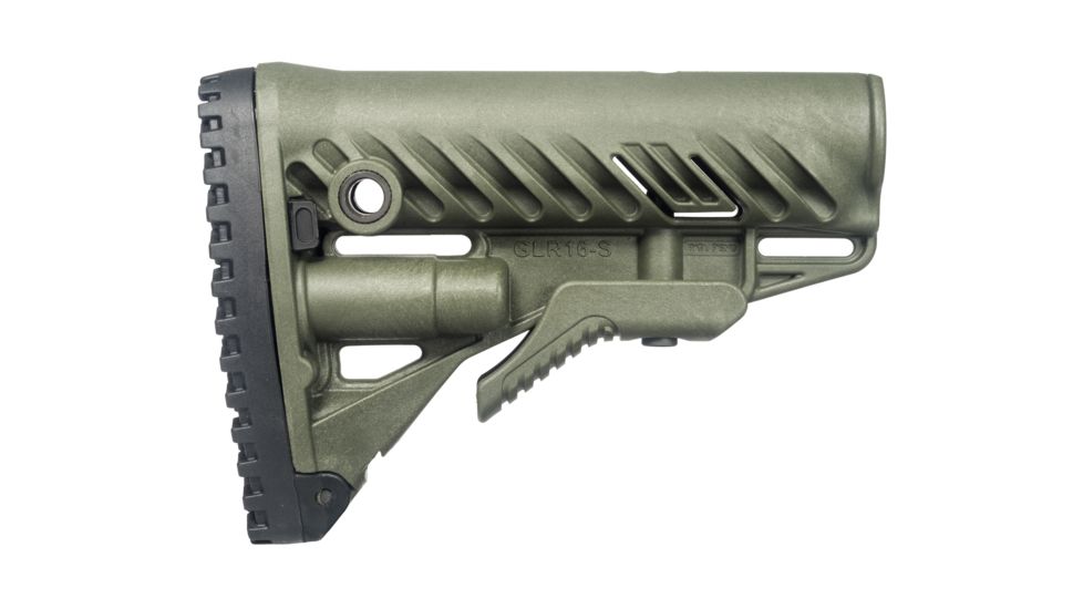 FAB Defense AR-15/M4 Stock With Battery Storage And Rubber Buttpad, OD Green, FX-GLR16G