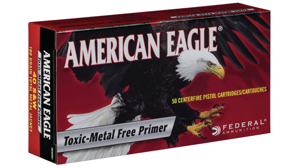 Federal Premium American Eagle Indoor Range Training Pistol Ammo, .40 S&amp;W, Full Metal Jacket, 180 grain, 50 Rounds, AE40N1