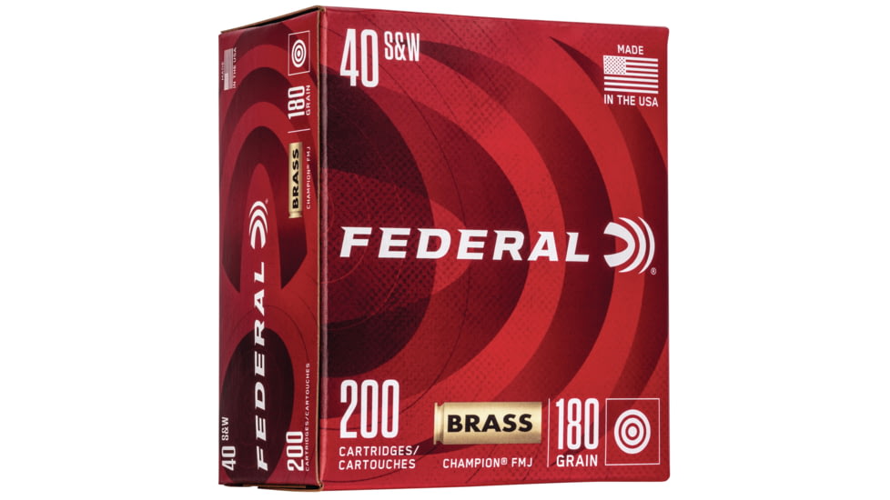 Federal Premium Champion Training Pistol Ammo, .40 S&amp;W, Full Metal Jacket, 180 grain, 200 Rounds, WM52232