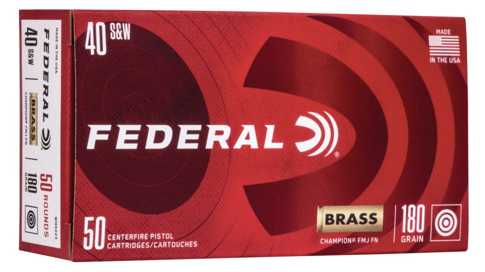 Federal Premium Champion Training Pistol Ammo, .40 S&amp;W, Full Metal Jacket, 180 grain, 50 Rounds, WM5223