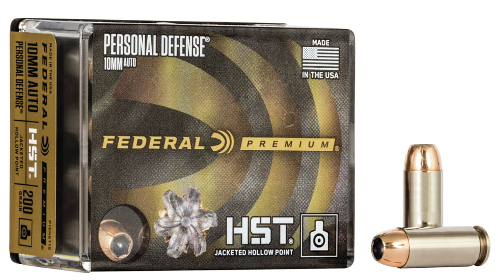 Federal Premium Personal Defense Pistol Ammo, 10mm Auto, HST Jacketed Hollow Point, 200 grain, 20 Rounds, P10HST1S