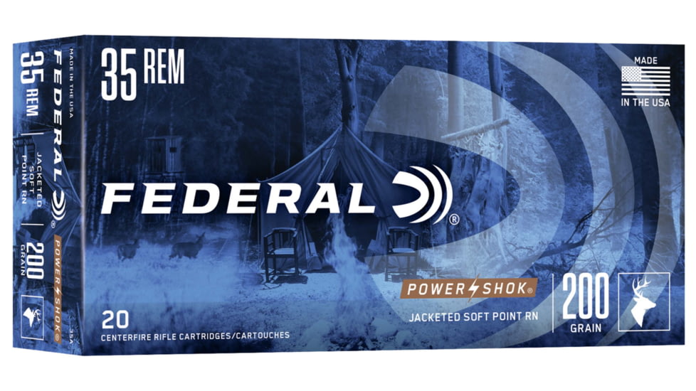 Federal Premium Power-Shok .35 200 Grain Jacketed Soft Point Centerfire Rifle Ammo, 20 Rounds, 35A