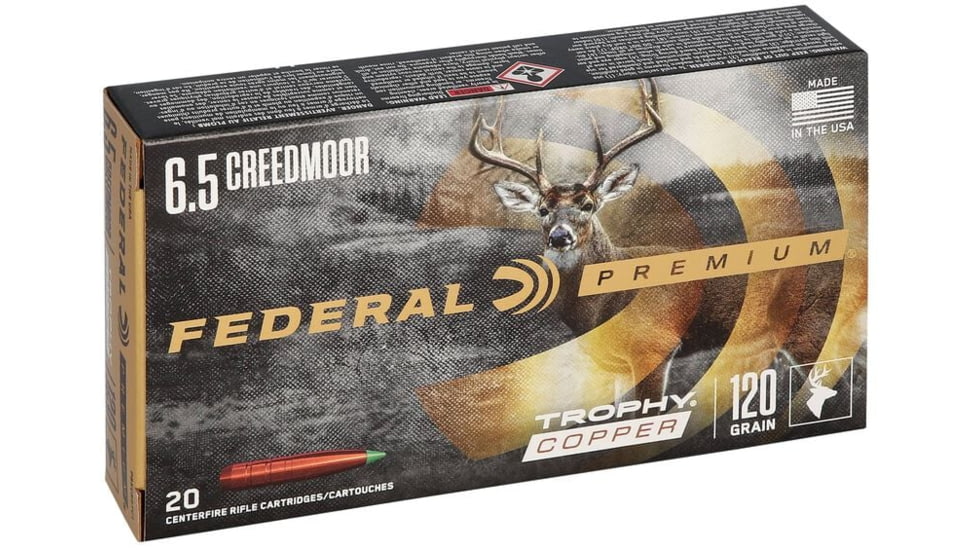 Federal Premium VITAL-SHOK 6.5 Creedmoor 120 Grain Trophy Copper Centerfire Rifle Ammo, 200 Round