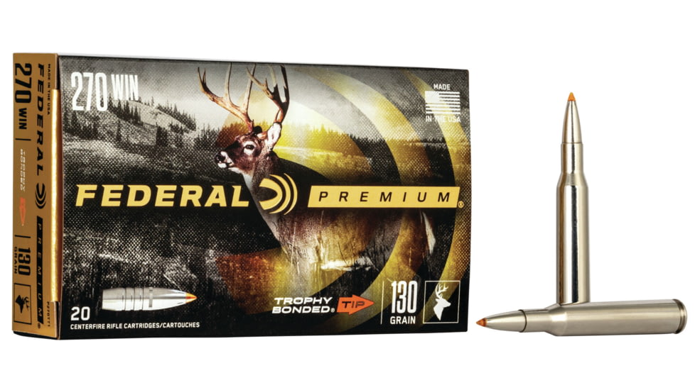 Federal Premium Vital-Shok Rifle Ammo, .270 Winchester, Trophy Bonded Tip, 130 grain, 20 Rounds, P270TT1