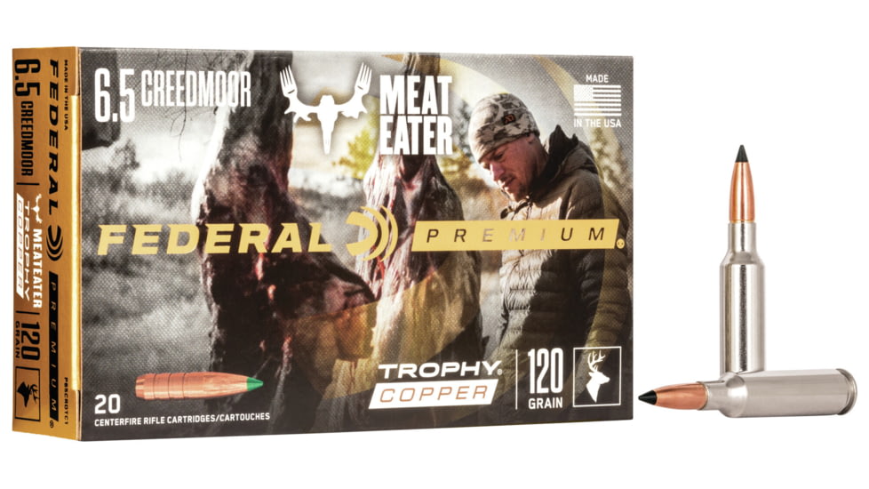 Federal Premium Vital-Shok Rifle Ammo, 6.5 Creedmoor, Trophy Copper, 120 grain, 20 Rounds, P65CRDTC1